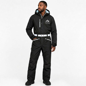 Custom Logo Women One-Piece Waterproof Ski <b>Jumpsuit</b> Hooded Winter Snowboard Suit Polyester PP Cotton Filled - Product Image 1