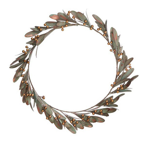 Couronne décorative en métal argenté avec motif botanique artisanal pour un style intérieur festif et toutes saisons - Product Image 4