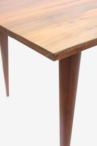 Mid-Century Modern <b>Solid</b> Teak <b>Wood</b> Dining <b>Table</b> - Curved Edge 4 Seater Space Saving Furniture | Pindel Handicraft - Product Image 4