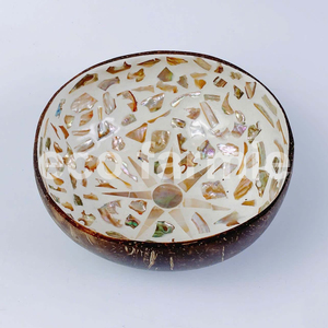 Ready to ship - Coconut lacquer bowl seashell inlay lacquered coco shell bowls for home decor - Product Image 1