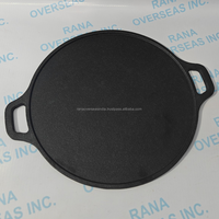 Poêle à dosa plate antiadhésive en fonte, pré-culottée, robuste, pour la cuisson des roti et des crêpes, avec deux poignées, compatible gaz/induction