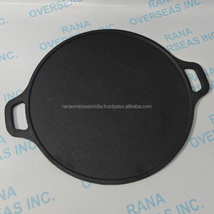 Cast Iron <b>Flat</b> Dosa Tawa Pre Seasoned Heavy Duty Griddle Pan for Roti Chapati Pizza Pancake Crepe Cooking with Dual Handles - Product Image 4