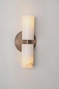 Applique murale moderne en marbre, double cylindre, design contemporain, pour couloir intérieur, finition laiton - Product Image 5