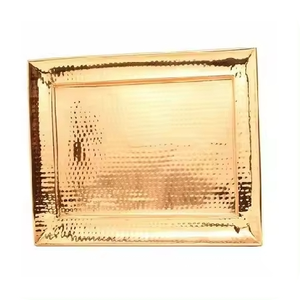 Bandeja de Metal Rectangular, Redonda y Cuadrada, Estilo Rústico, para Servir Comida en Fiestas de Ramadán, Bandeja de Metal para Mesa - Product Image 4