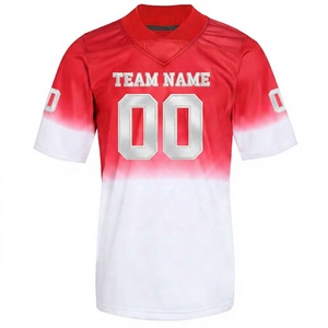 Maillot de football pour homme, dégradé rouge et blanc, manches courtes, polyester respirant, coupe classique, adulte, toutes saisons - Product Image 1