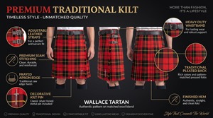Kilt écossais Wallace pour homme, rouge, noir, jaune, à carreaux, avec ceinture et boucle en cuir - Product Image 6