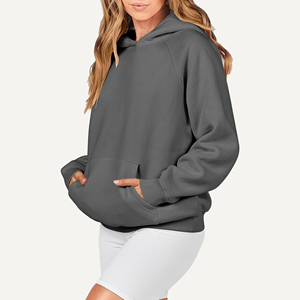 Sudadera con Capucha Unisex Extra Grande, Color Sólido, Felpa de Algodón, Manga Raglán, Diseño con Bolsillo, Sudadera Informal para Otoño - Product Image 4