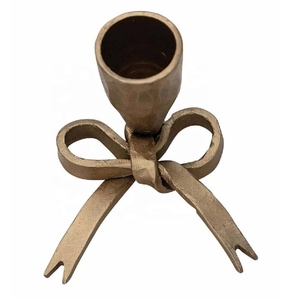 Hot Selling Metal <b>Bow</b> Shaped Taper <b>Holder</b> With Antique Gold Finish Metal Candlesticks Stand for Dining Room Table Wedding Party - Product Image 6