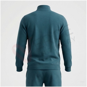 Ensemble de survêtement pour homme, couleur turquoise, manches longues, col montant, fermeture éclair sur le devant, motif géométrique, respirant, coupe sportive, coupe régulière, vêtements d'automne - Product Image 2