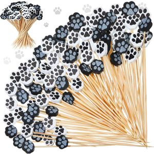 100 Pezzi Stuzzicadenti a Forma di Zampa di Cane e Gatto, Spiedini in Bambù da 4,7 Pollici per Antipasti e Decorazioni per Feste - Product Image 1