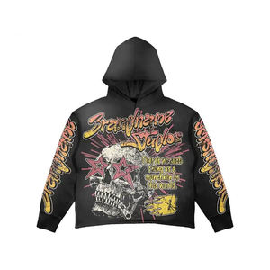 Sweat à capuche oversize en coton 100% French Terry 600 g/m² avec logo personnalisé, coupe courte et délavée à l'acide, style streetwear pour homme - Product Image 4