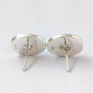 925 Sterling Silver Minimalist Garnet Stud Earrings - Boho <b>Oxidized</b> Finish Vintage Statement Jewelry - Product Image 3