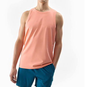 เสื้อกล้ามออกกำลังกายทรงเข้ารูปสำหรับผู้ชาย สีคอรัล ผ้าถัก ทรงกล้ามเนื้อ คอโอ ระบายอากาศได้ดี สวมใส่สบาย ผลิตจากโพลีเอสเตอร์ - Product Image 2