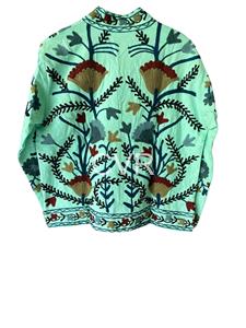Manteau décontracté de printemps pour femme grande taille, style bohème, broderie à la main motif Paisley, col mandarin, manches longues - Product Image 1