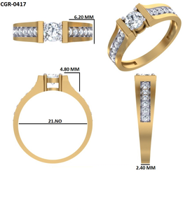 แหวนหมั้นเพชรแล็บทองคำแท้ 14K รุ่น Lurba Jewels CGR-0417 ทรงบริลเลียนต์ ประดับเพชรด้านข้างแบบช่อง ดีไซน์ทันสมัยสั่งทำได้ - Product Image 6