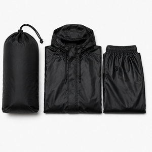 Ensemble imperméable pour homme, veste et pantalon en polyester à manches longues, noir, toutes saisons, vêtements d'extérieur - Product Image 3