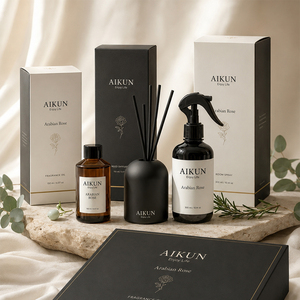 Difusor de Aroma AIKUN Minimalista de Vidrio OEM, Botella de Fragancia de Larga Duración, Difusor de Varillas para Habitaciones de Hotel, Juego Personalizado al por Mayor - Product Image 1