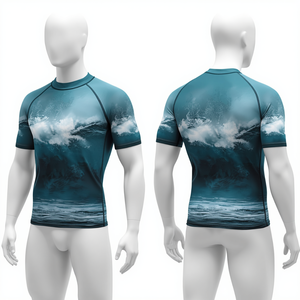 Chemise de compression anti-UV pour homme Ocean Wave avec protection antibactérienne et séchage rapide - Product Image 2
