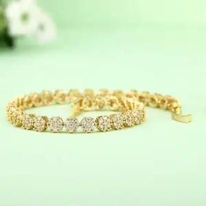 Bracelet tennis de luxe vintage en moissanite véritable taille ronde, serti griffes, en argent sterling 925 plaqué or jaune 14K, bijoux pour homme - Product Image 3