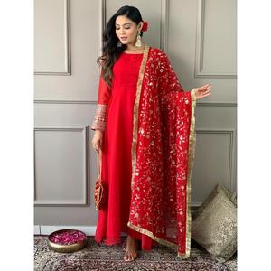DESIGNER GEORGETTE BRODERIE ROBE DE TRAVAIL BAS DUPATTA ROUGE - Product Image 1