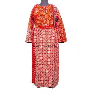 Vestido largo maxi de diseño nuevo y calidad estándar con estampado serigrafiado para mujer, a la moda, al mejor precio para exportación desde India. - Product Image 1