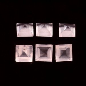 Lote al por mayor de piedras preciosas sueltas de cuarzo rosa natural de 6x6 mm, talladas en cuadrado, facetadas y calibradas, para la fabricación de joyería. - Product Image 4