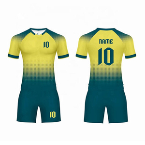 Custom Men's <b>Volleyball</b> Jersey <b>Set</b> Yellow Green Gradient Sublimated Breathable Fitted Short Sleeve Uniform with Name Number - Product Image 1