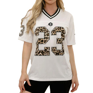 Maillot de football américain blanc pour femme, imprimé léopard, numéro 23, en maille, style streetwear, maillot de match, vêtements d'entraînement personnalisés pour équipe - Product Image 2