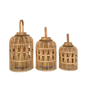 Meilleure vente élégant à la main lanternes en bambou Antique Vintage rustique bougeoirs en osier fait Vietnam maison mariage Pâques - Product Image 2