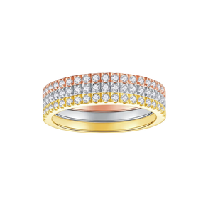 Bague de mariage en moissanite trois couleurs |   Bague empilable classique en argent sterling 925 sertie de pierres, bijoux fins pour femme, cadeau décontracté - Product Image 3