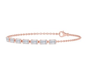Magnifique bracelet en or rose 9 carats avec diamants de laboratoire taille émeraude 2,33 CTW - Product Image 2