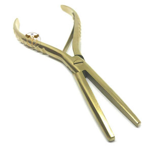 Pinzas Profesionales de Acero Inoxidable con Punta Plana Dorada para Extensiones de Cabello con Anillos Micro, Nano e I-Tip - Product Image 3