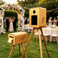 Photomaton rétro en bois de qualité supérieure avec imprimante instantanée, installation facile pour les mariages en plein air, les jardins et les fêtes