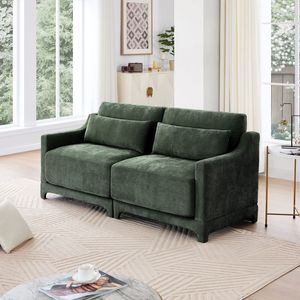 Elegante Sofá de Dos Plazas de Tela Chenille con 2 Cojines Lumbares, Estructura de Madera de Alta Calidad, Esponja Resistente, Fácil de Instalar, para Sala de Estar - Product Image 1
