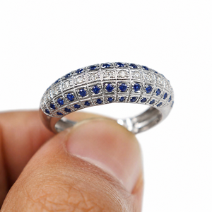 Bague en argent sterling 925 avec saphir bleu naturel taillé en diamant, vente en gros, cadeau en argent - Product Image 2