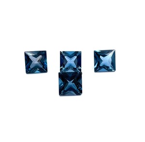 Topaze bleue de Londres naturelle, taille carrée, facettée, pierre précieuse en vrac, topaze bleue pour la fabrication de bijoux, prix de gros indien, en vrac, 10 mm - Product Image 4