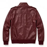 Vestes d'hiver décontractées en cuir véritable de qualité supérieure pour hommes, col montant, fermeture éclair imperméable, effet délavé, doux, confortable et durable
