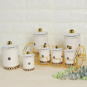 Handcrafted Modern Metal Canister Set for Tea Coffee & Sugar <b>Kitchen</b> Storage Decorative Food Container Home Decor - Product Image 1