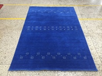 Tapis d'intérieur bleu en laine Gabbeh tissé à la main, moderne, abstrait, à poils moyens, antidérapant et imperméable pour salon