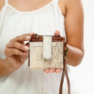 Nuevo Mini monedero de cuero reciclado con estampado de animales Hai On, tarjetero, billetera de bolsillo frontal delgada para mujer, tarjetero - Product Image 2