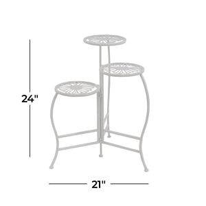 Support à plantes floral en métal blanc à 3 niveaux, 21 x 15 x 24 pouces, mobilier d'extérieur - Product Image 2