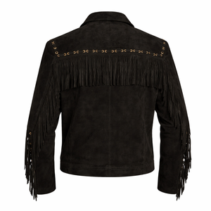 Affordable Men's Western <b>Suede</b> Fringe Leather <b>Jacket</b> with Vintage Cowboy Rodeo Style and Classic Handcrafted Details - Product Image 2
