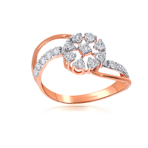 Beautiful Spherical Stunner Diamond Ring Rose Gold Diamond <b>Cluster</b> Ring 14K with Swirl Design Elegant Diamond Flower Ring - Product Image 3