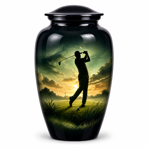 Pegatina con silueta de golfista y urna funeraria de esmalte para cenizas de adultos - Product Image 5