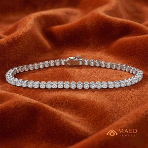 Bracelet tennis en moissanite pour femme, chaîne fine en argent, bijou de mode, pierre ronde, accessoire élégant, style cadeau - Product Image 3