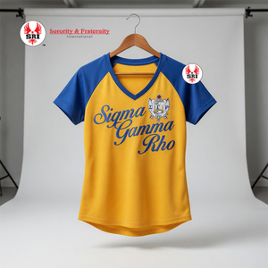 เสื้อยืดแขนสั้นผ้าฝ้าย 100% สำหรับผู้หญิง พร้อมงานปักซิกมาแกมมาโร ซอร์โรริตี้ |   ชุดลำลองแฟชั่นที่ระบายอากาศได้ดีและแห้งเร็ว - Product Image 4