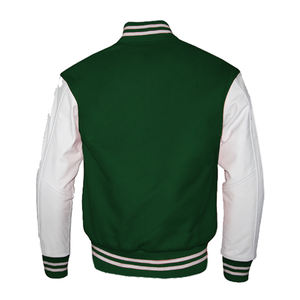 Veste en cuir et laine noire authentique pour homme, style universitaire, avec broderie décorative, style baseball - Product Image 5