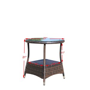 Tavolino da Caffè Rotondo in Vetro Temperato Trasparente per Arredamento Esterno - Product Image 3