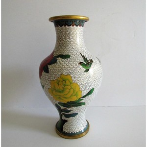 Most Demanded Mid Century Handmade Cloisonne Enamel <b>Bronze</b> Floral Bird Tabletop Metal <b>Vase</b> Traditional Decor - Product Image 1