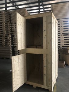 2-Tier Durable <b>Foldable</b> Eco-Friendly Recyclable Stackable Wooden <b>Crate</b> with Doors for Transport Packaging - Product Image 1